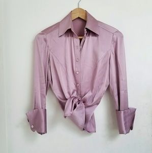 Ann Taylor Lilac Purple Silk Button Down Blouse